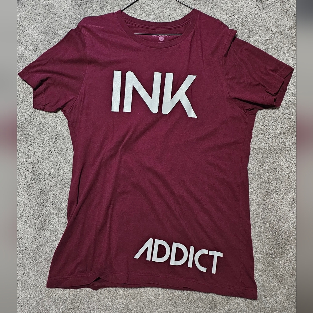 Burgundy Graphic Tee with White Print